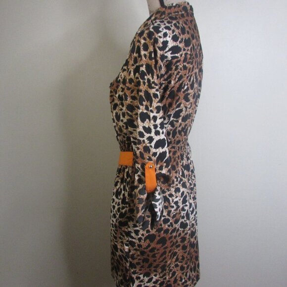 Olive & Oak Animal Print Dress M Orange Belt - Picture 11 of 12